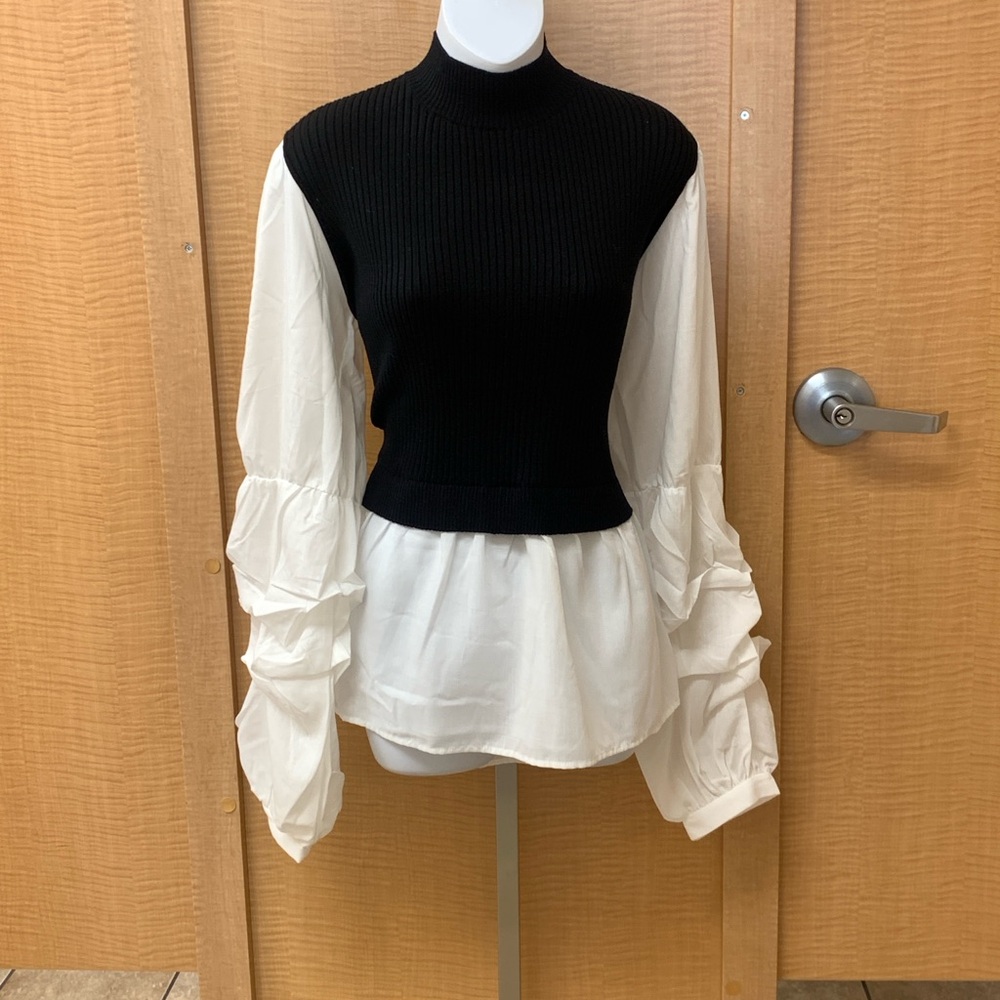 Black and White Women's Layered Top